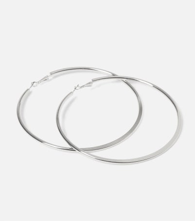 Muse Silver Large Knife Edge Hoop Earrings