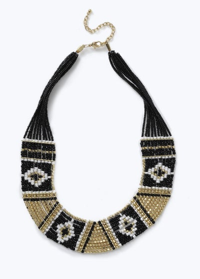 Muse Black & Gold Statement Beaded Necklace