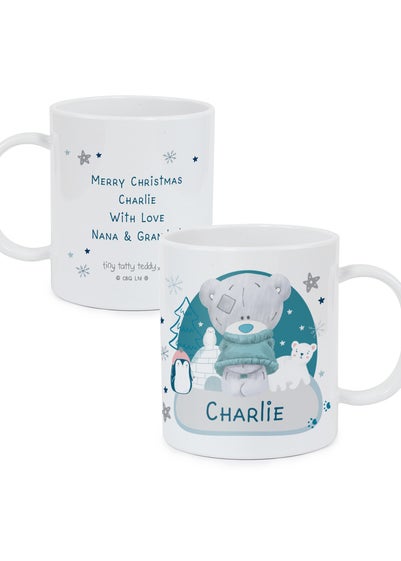 Personalised Memento Company White Winter Explorer Tiny Tatty Teddy Plastic Mug