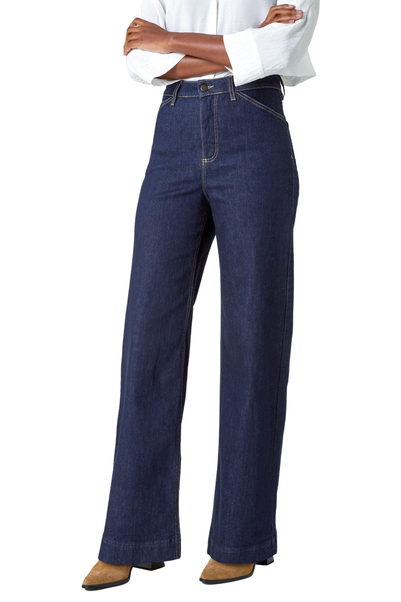 Roman Indigo Wide Leg Stretch Denim Jeans