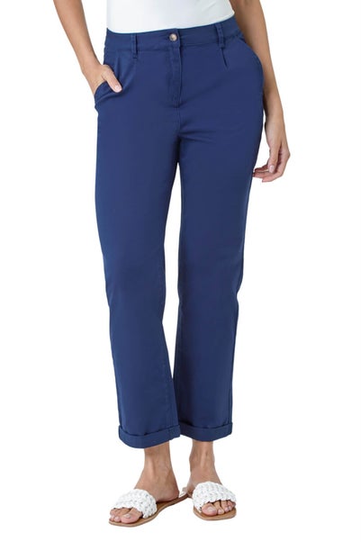 Roman Navy Cotton Blend Washed Chino Trousers