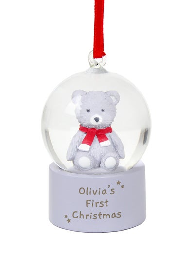 Personalised Memento Company White Message Teddy Bear Glitter Snow Globe Tree Decoration