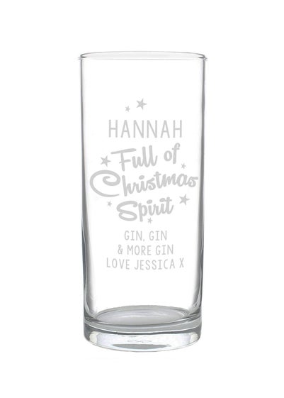 Personalised Memento Company Clear Full Of Christmas Spirit Hi Ball Glass