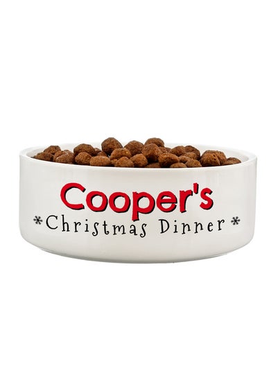 Personalised Memento Company White Christmas Dinner 14cm Medium Pet Bowl