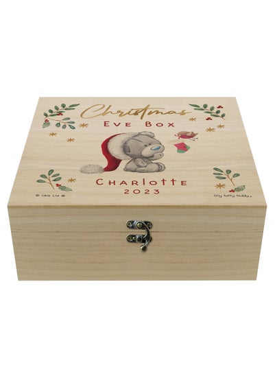 Personalised Memento Company Wood Winter Christmas Eve Tiny Tatty Teddy Large Keepsake Box