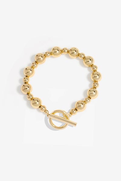 Mood Gold Polished Orb T-Bar Bracelet