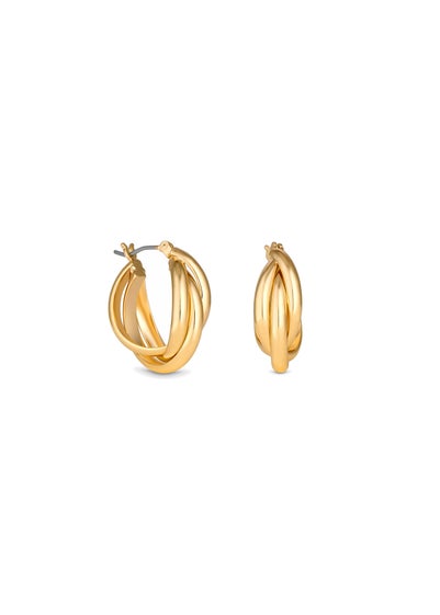 Jon Richard Gold Plated Polished Interlocking Hoop Earrings