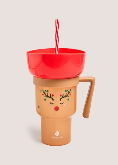 Beige Reindeer Snack Tumbler