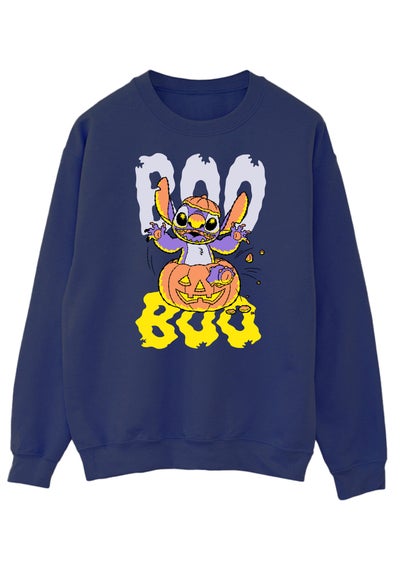 Disney Lilo & Stitch Halloween Boo Pumpkin Navy Sweatshirt