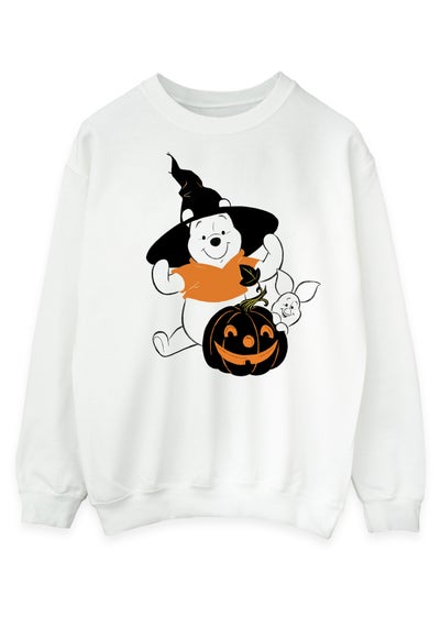 Disney Winnie The Pooh Halloween With Pumpkin White Sweatshirt