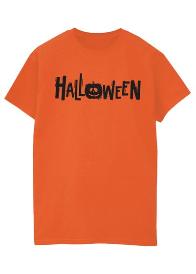 Halloween Text Orange Boyfriend Fit T-Shirt