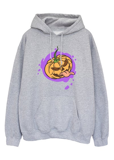 Halloween Pumpkin Heather Grey Hoodie