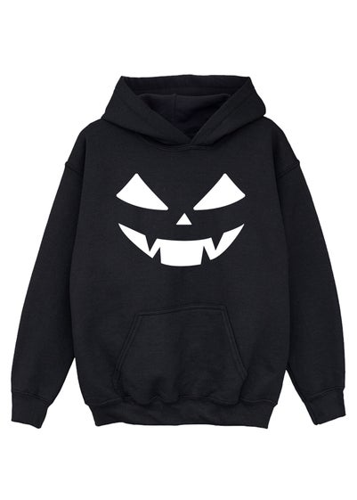 Halloween Pumpkin Face Boys Black Hoodie (3-13 Years)