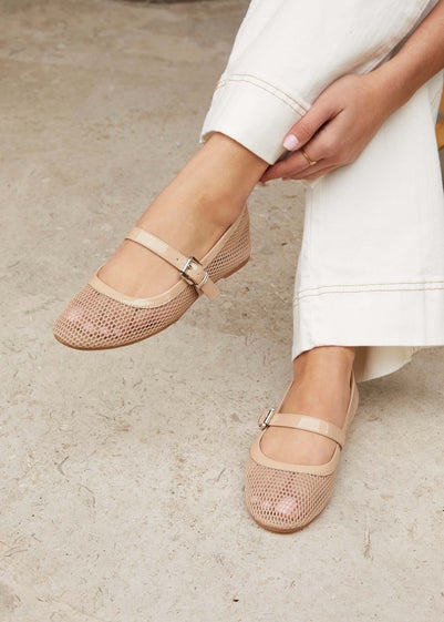 Linzi Arielle Nude Mesh Mary Jane Pump