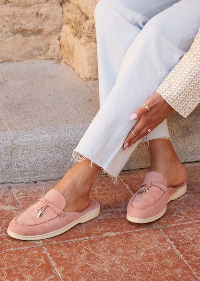 Linzi Alix Pink Faux Suede Slip On Summer Mule