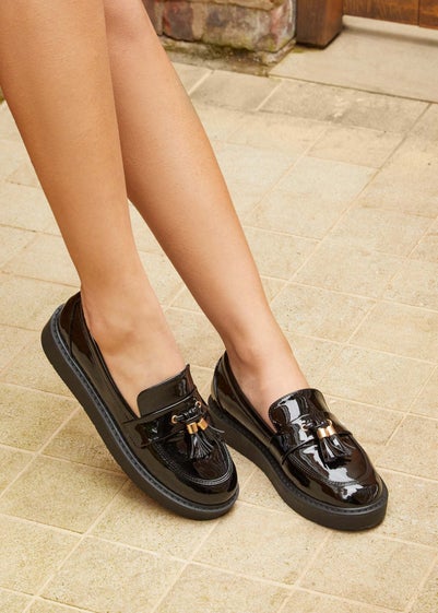 Linzi Gemina Black Faux Patent Loafer