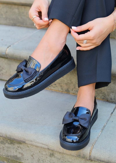 Linzi Nadia Black Faux Patent Loafer