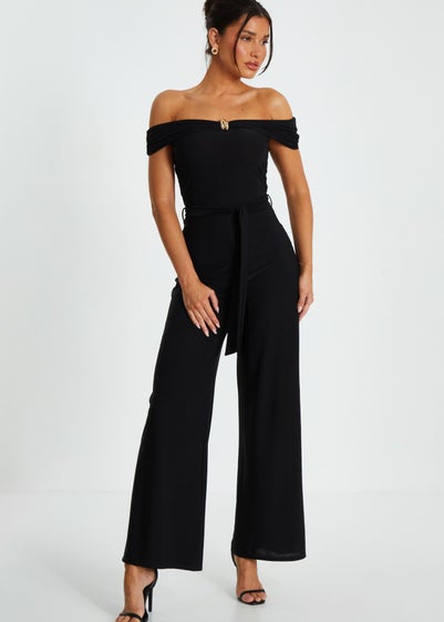 Quiz Black Bardot Palazzo Jumpsuit