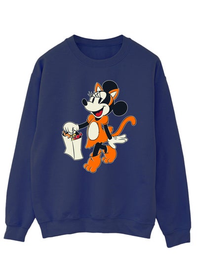 Disney Minnie Mouse Halloween Cat Trick Or Treats Navy Sweatshirt