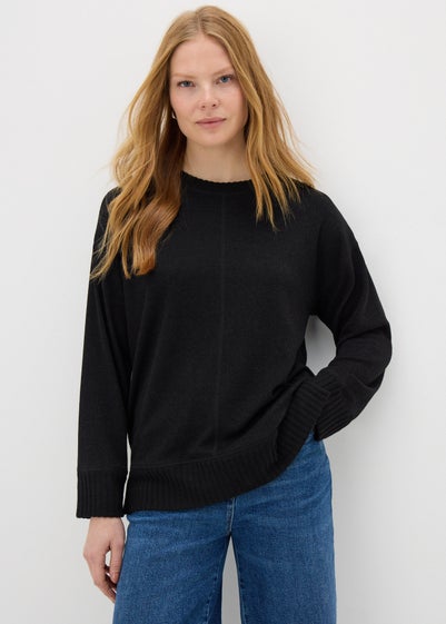 Black Long Sleeve Snit Top