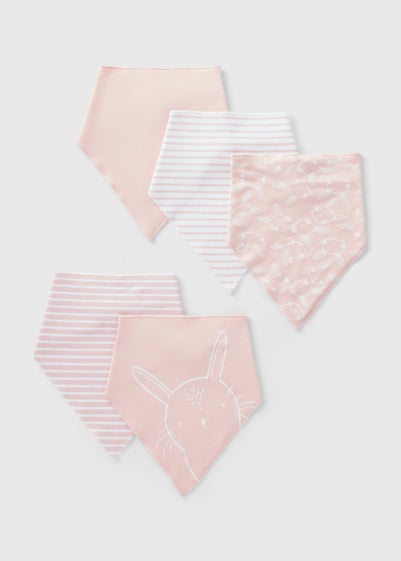 5 Pack Baby Pink Bandana Bibs