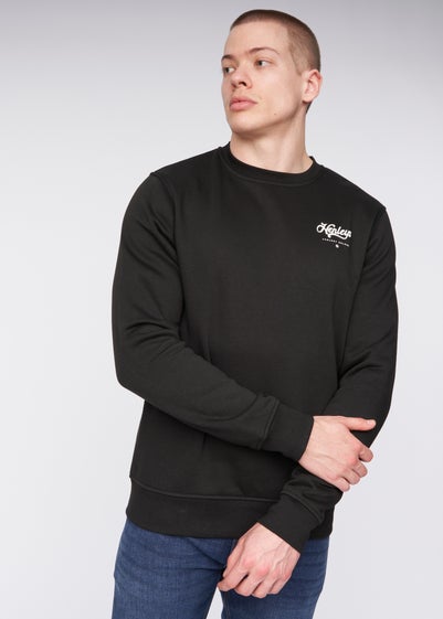 Henleys Black  Scripthen Crew Sweat