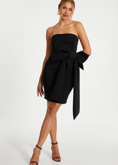 Quiz Black Bow Strapless Bodycon Dress