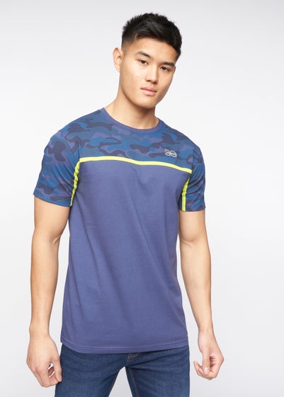 Crosshatch Denim Blue Brightling Camo T-Shirt