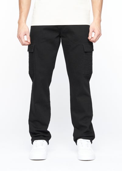 Crosshatch Solid Black Kremtap Cargo Jeans