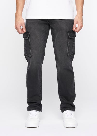 Crosshatch Black Wash Kremtap Cargo Jeans