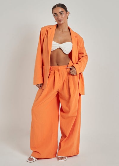 Urban Bliss Orange Linen Oversized Blazer