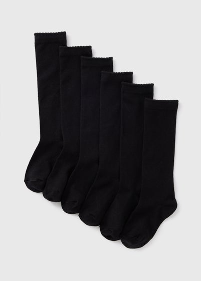 5 Pack Girls Black Knee High Socks (Younger 6-Older 5.5)