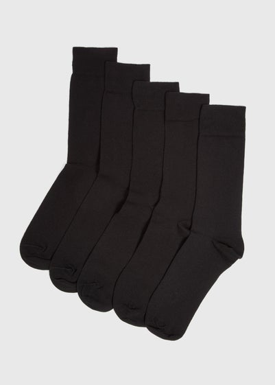 5 Pack Black Plain Socks