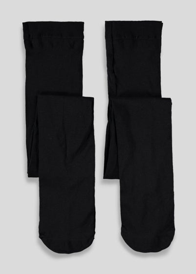 2 Pack Girls Black Opaque Tights (6-14yrs)