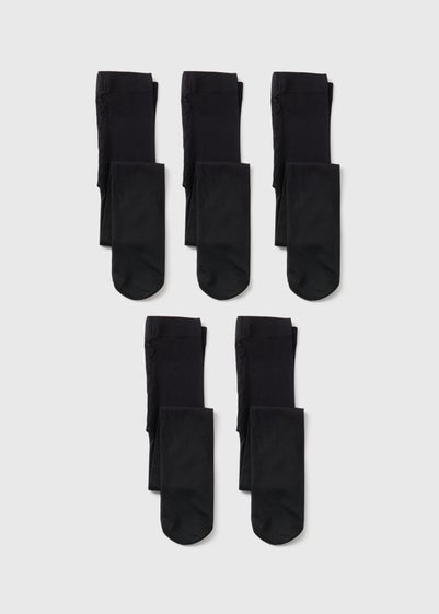 5 Pack Girls Black Opaque Tights (6-14yrs)