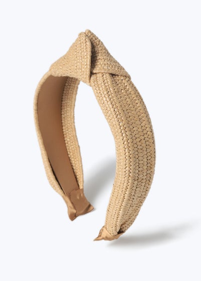 Muse Raffia Knot Headband In Natural