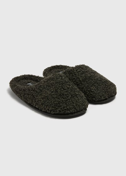 Charcoal Fluffy Gown Mule Slippers