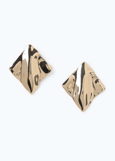 Muse Gold Large Crinkle Stud Earring