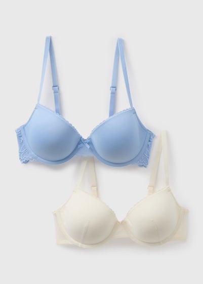 2 Pack Blue & Cream T-Shirt Bra