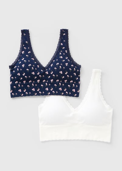 2 Pack Navy Floral Bralette Set