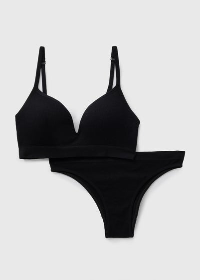 Black Mould Bra & Knickers Set