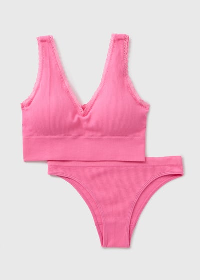 Pink Seamless Bra & Brief Set