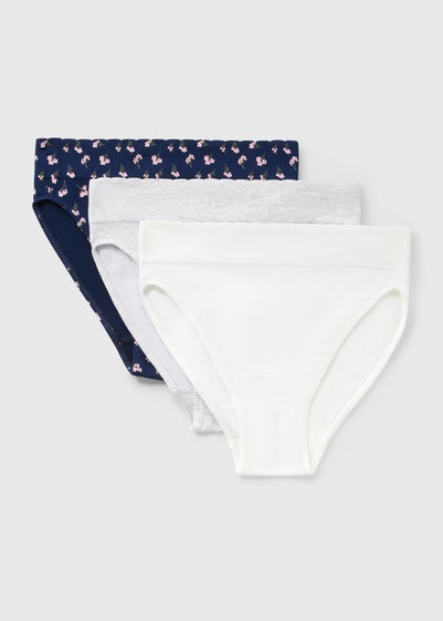 3 Pack Navy Floral High Leg Knickers