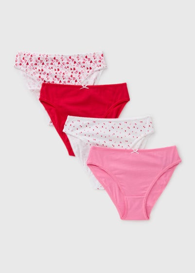 4 Pack Multicoloured Heart High Leg Knickers