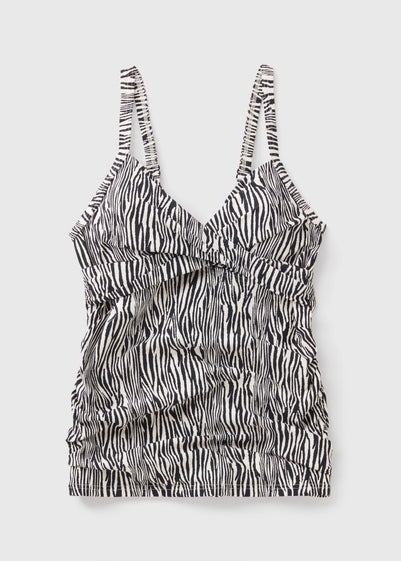 Black Zebra Print Shapewear Tankini Top