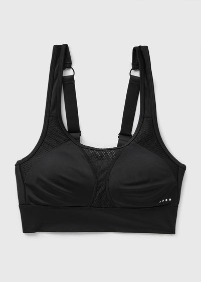 Souluxe Black Mesh Sports Bra Matalan