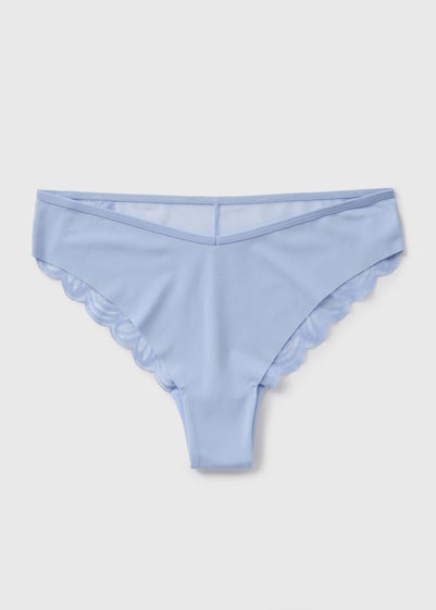 Blue Lace Back Brazilian Knickers