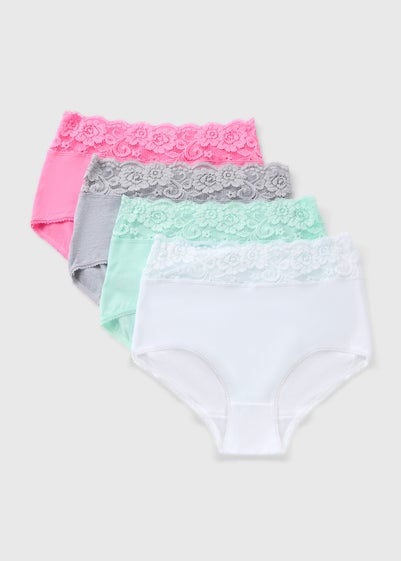 4 Pack Multicoloured Lace Full Knickers