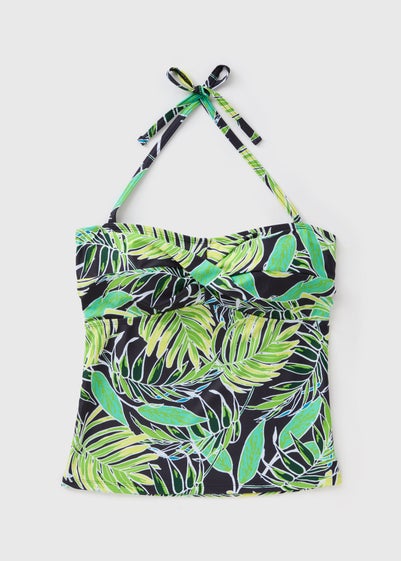 Green Tropical Leaf Print Tankini Top