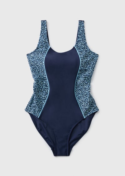 Souluxe Navy Animal Print Panel Swimsuit